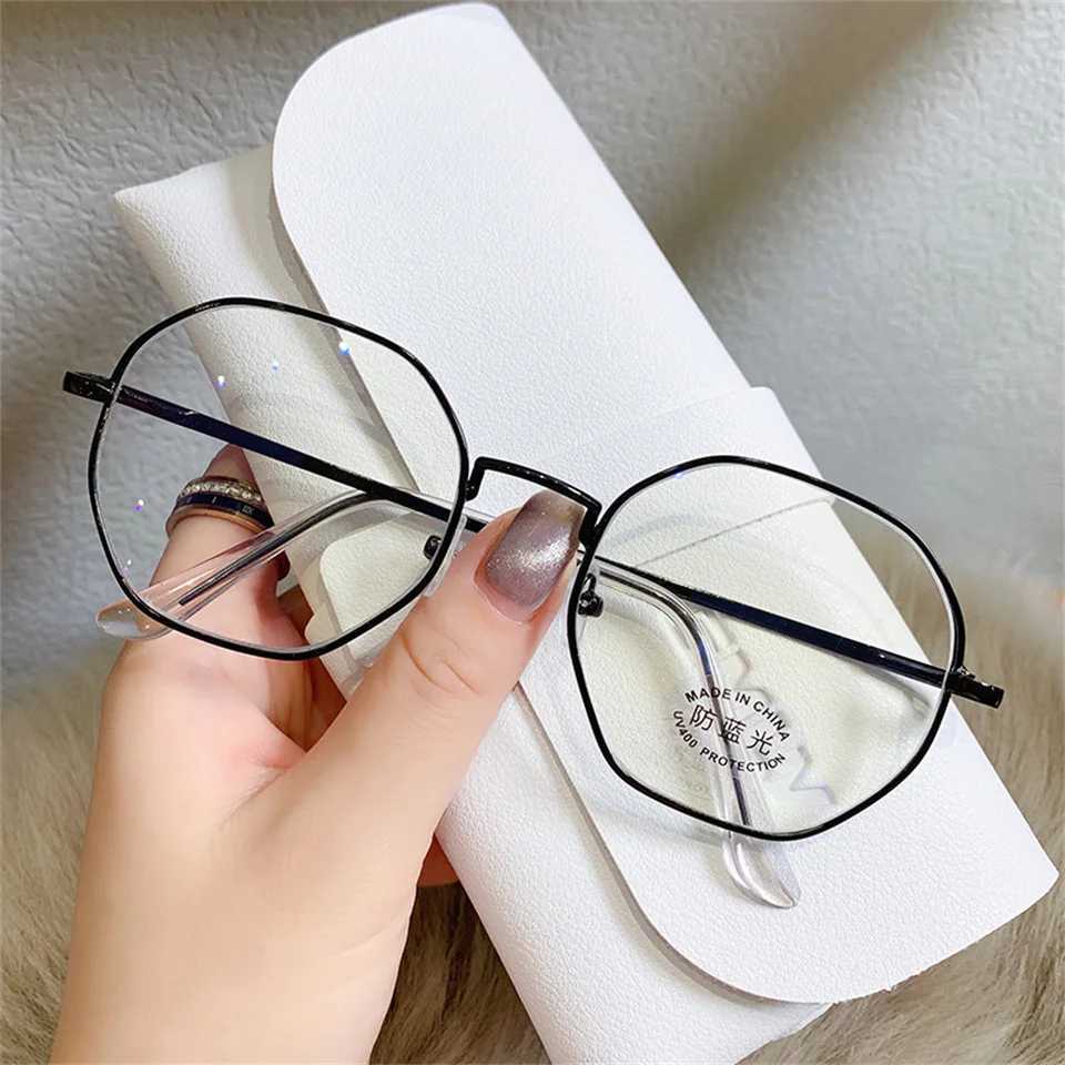 New Transparent Glasses Women Men Image Glasses Anti Blue Light Metal Frames Polygonal Eyewear Optical Spectacle Eyeglass GiftX241008