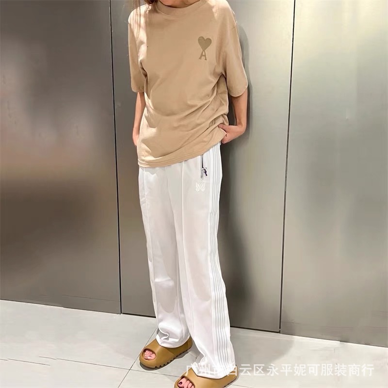 needles track butterfly pants trendy brand niche hanging loose fitting men's and women's straight tube sports casual long pants