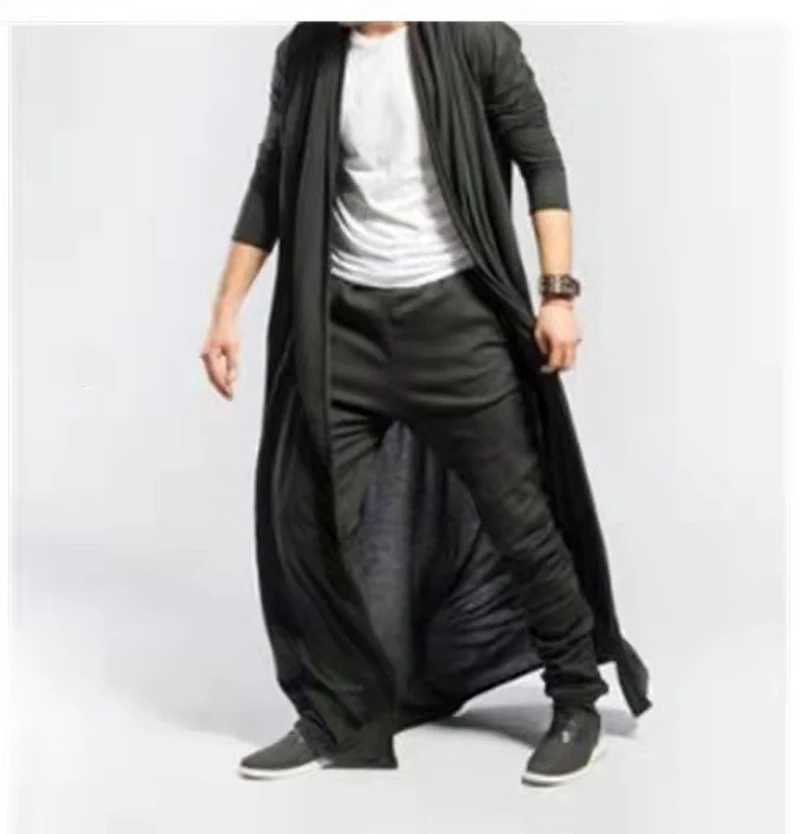 Spring and Summer Mens Thin Trench Top with Long Open Skirt Windproof Machine 2024 Fashion Loose Sleeve Raincoat Street Clothing W241007