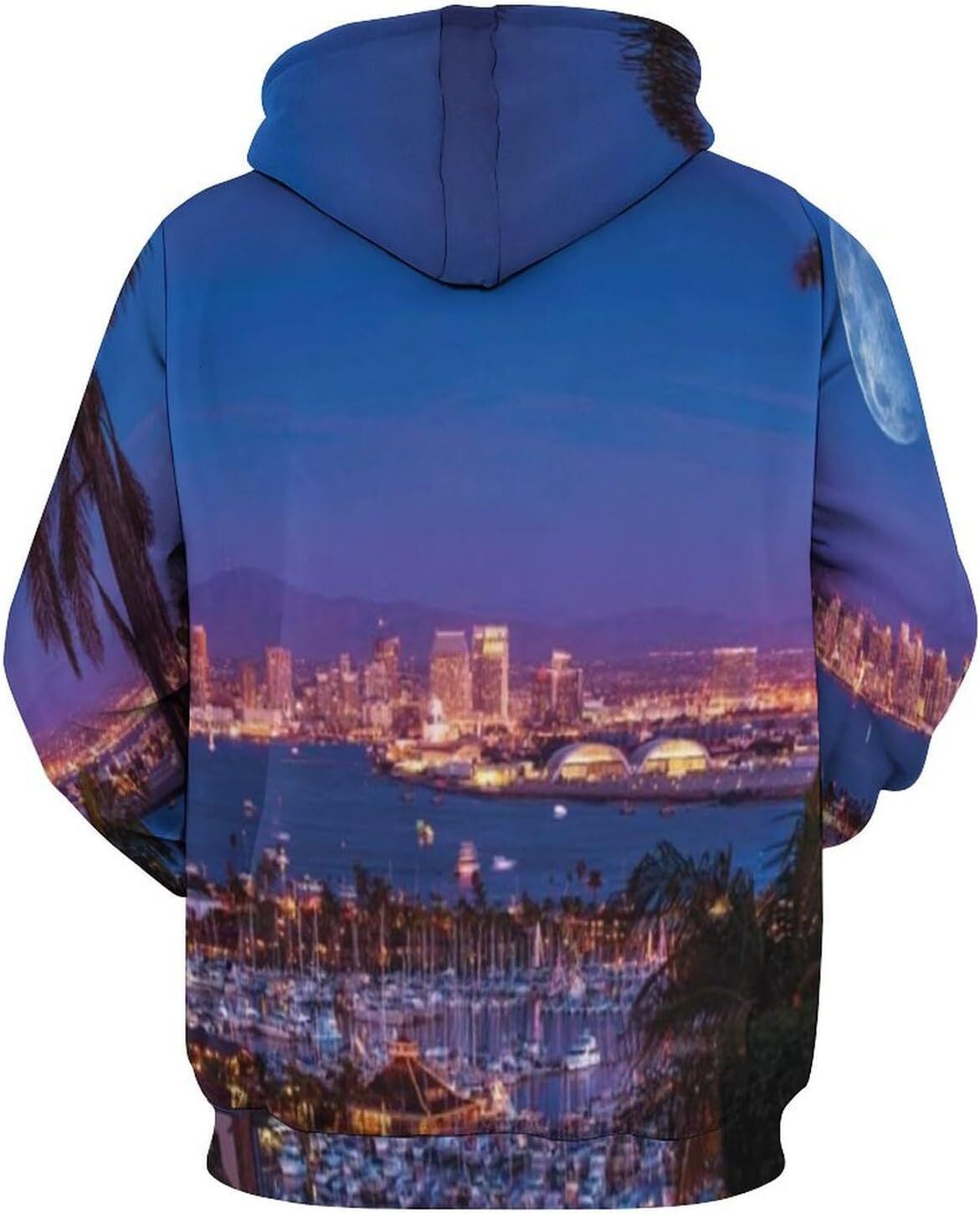 Hoodie for Mens Womens Mens Unisex Novelty Hoodies Modern Madrid Streets with Sky Landscape Big Old Town Heritage Hooded Sweatshirt Graphic Hoodies sw