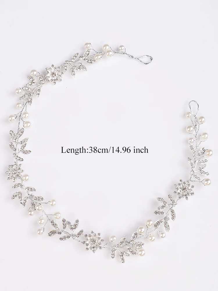 The bride wears rhinestone flower headbands pearl hair jewelry wedding hair accessories handmade dance hair accessories W241007