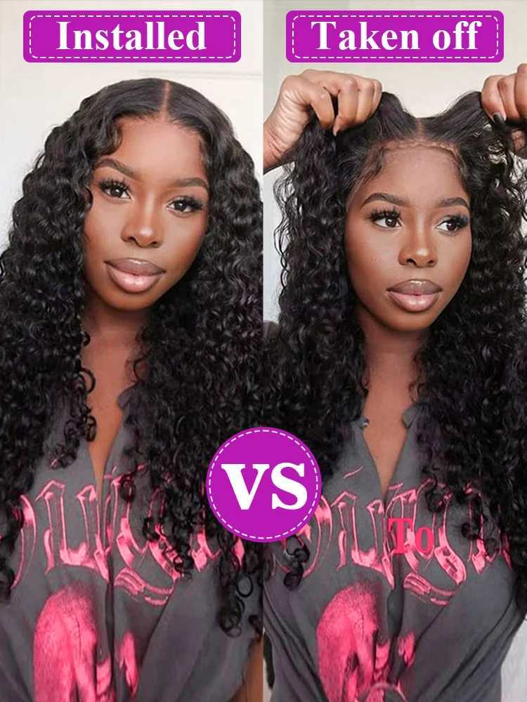 40Inch Deep Wave 13x4 HD Lace Frontal Wig 9x6 Glueless Wig Human Hair Ready to Wear Curly Lace Front Wig Preplucked 250% DensityXJ241008