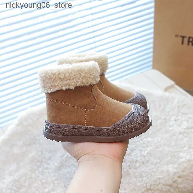 Boots Kids Snow Boots 2024 Winter New Soft Sole Cotton Boot Girls Boots Warm Thick Cotton Shoes All Match Sneakers Ankle Boots for Boy L240910