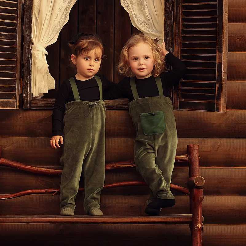 Velour set polar wool pockets family clothing tops and jumpsuits full body drape elegant green button contraction W241008