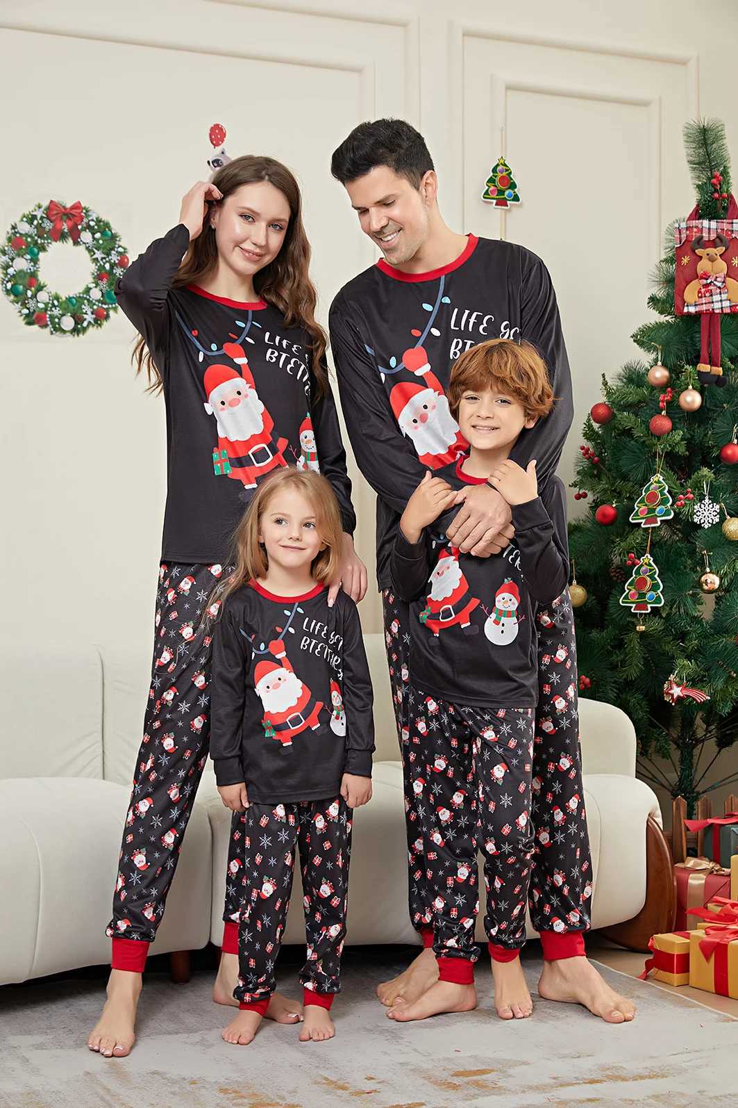 Christmas Family Matching Set Mom Dad Child 2-piece Pajama Set Baby Casual Loose Pajama Christmas Family Appearance Pajama W2410082