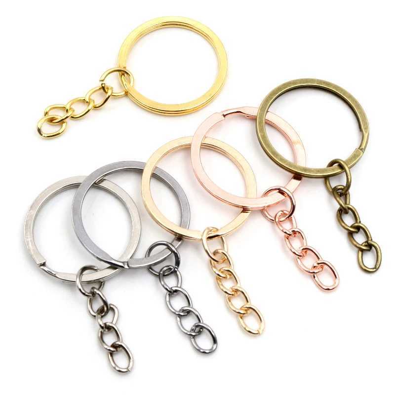 20 pcs/lot Key Ring Key Chain 6 Colors Plated 50mm Long Round Split Keychain KeyringsX241008