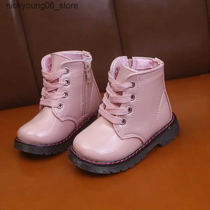 Boots New Waterproof Children Autumn Boots For Baby Girl Fashion Ankle Patent Leather Boots Kids Princess Shoe 1 2 3 4 5 6 Year L240910