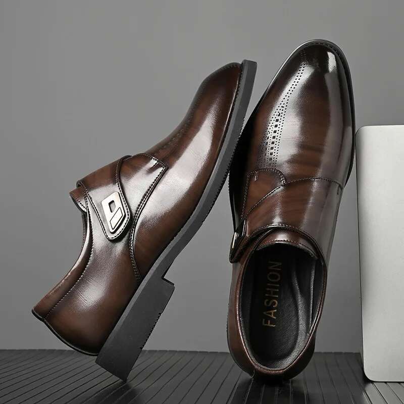 High Quality British Velcro Work Business Casual Formal Wear Slip On Baita Leather Shoes For Men