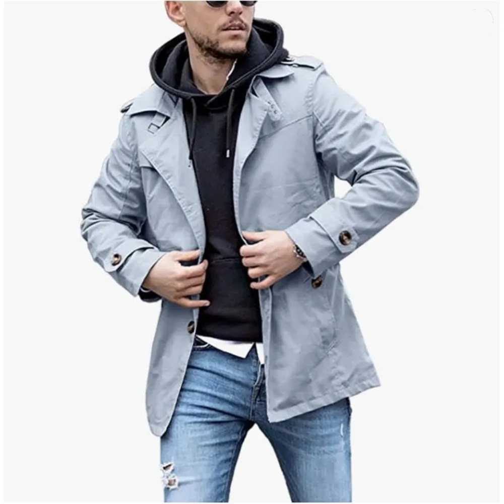 Jacket outerwear long sleeves single corset medium length jacket trench coat womens fashionable handsome straight trench coat W241007