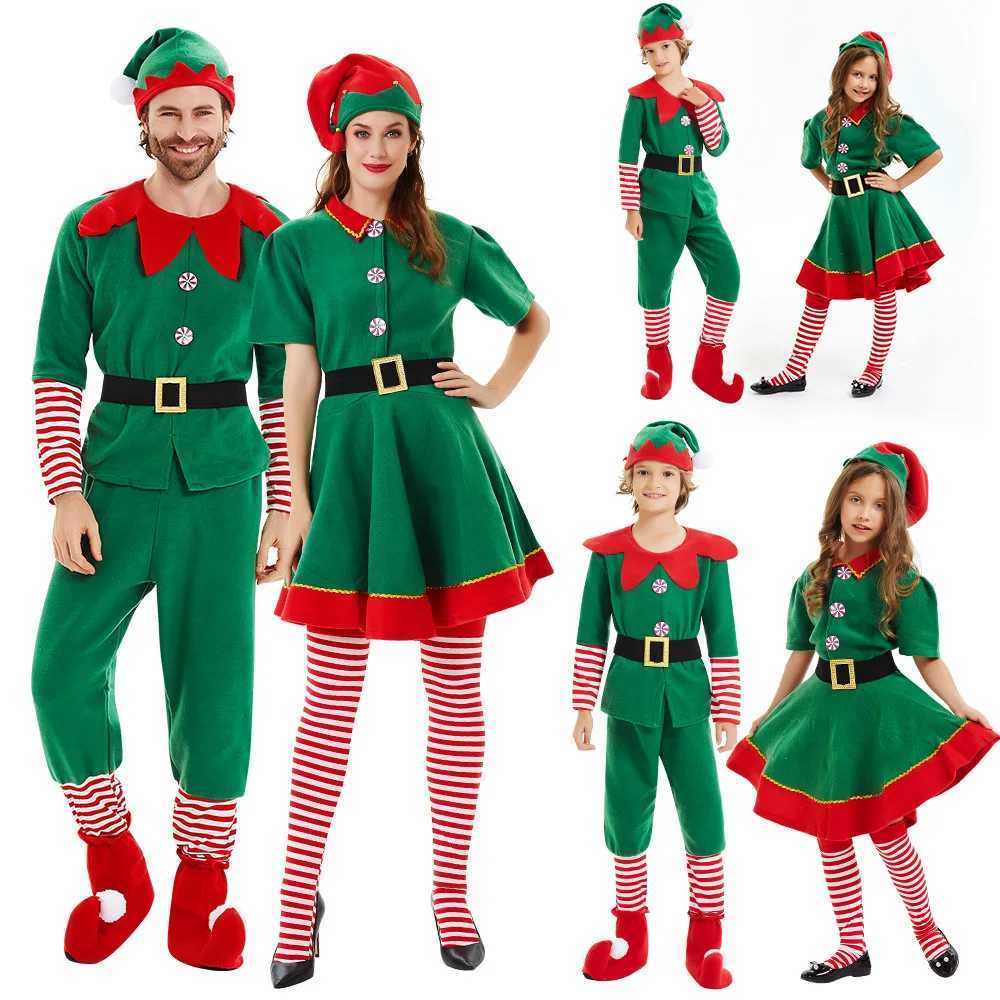 Christmas elf family costumes role-playing costumes green Santa Claus party performances mens clothing girls and boys fancy costumes W241008