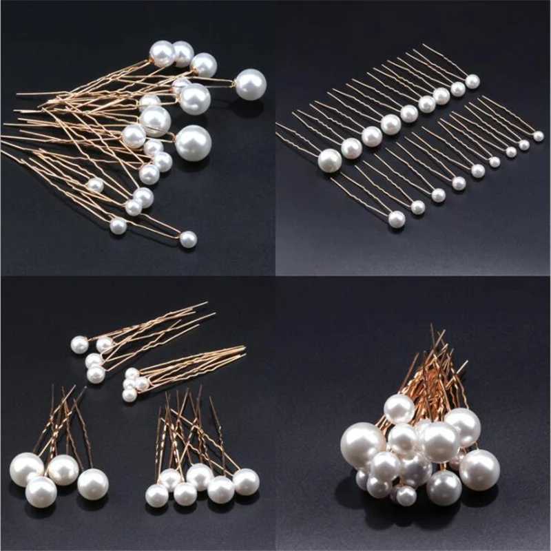 Fashion U-shaped pin metal bucket clip hair clip simulated pearl bridal headpiece wedding hairstyle design tool W241007