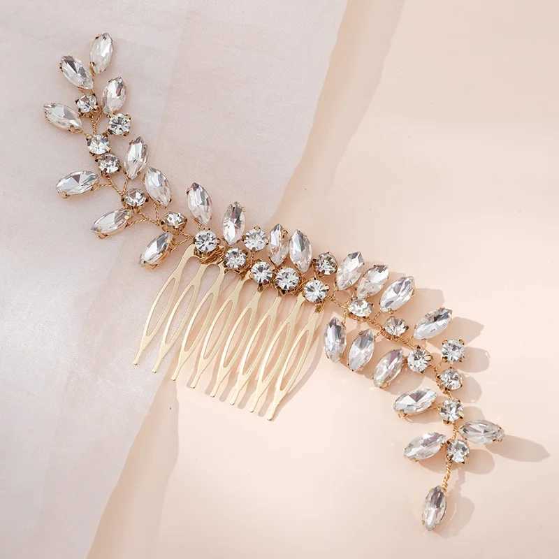 Fashionable crystal pearl hair clip womens luxury rhinestone hair clip brides wedding sparkling metal hair clip W241007