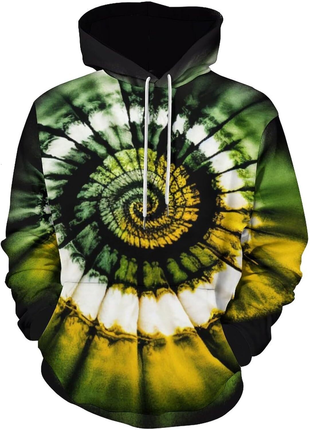 Hoodie for Mens Womens Mens Tie Dyed Spiral Sun Hoodie Rainbow Stripe Print Pattern Green Sweatshirt Hoodie Graphic Hoodies sweatshirt Pullover Long S
