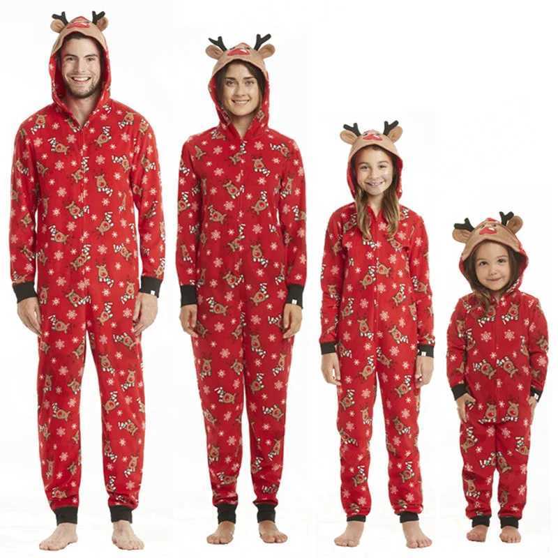 Christmas family matching one-piece pajamas father son mother daughter jumpsuit family clothing W241008