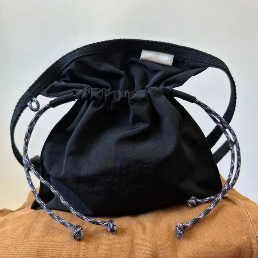 Nylon drawstring bag redblackblue messenger shoulder cross body mobile phone travel storage 241008