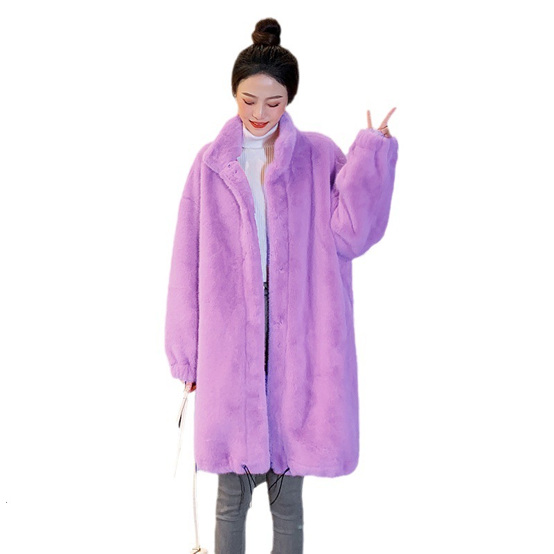 Loose Faux Women Winter Long Plush Teddy Female Lapel Fluffy Jacket Ladies Pink Fur Coat Oversized 2023 New 3Xl