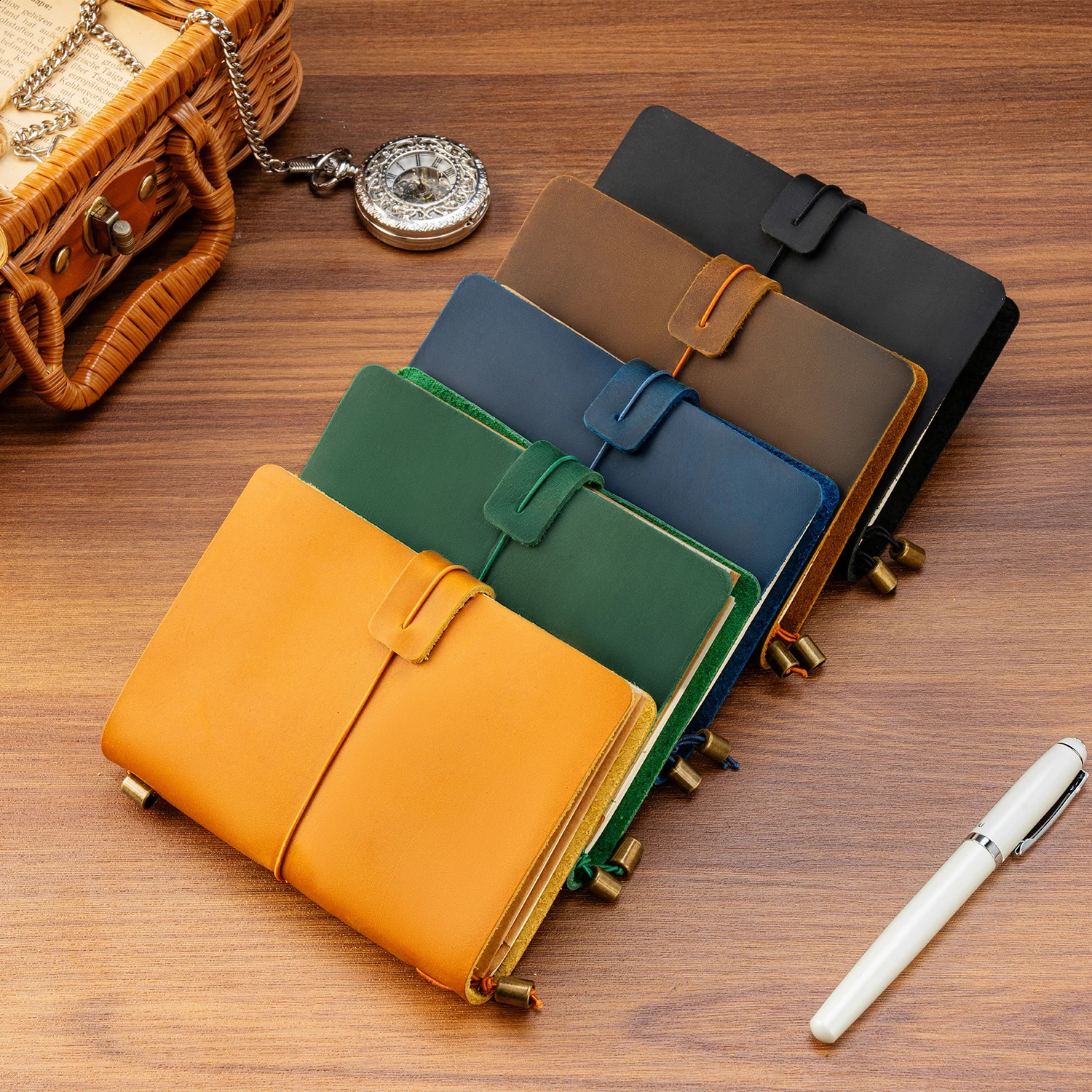 OX KNIGHT Genuine Leather Notebook Handmade Vintage Cowhide Diary Passport Size 13.5x10.5cm TN Travel Notebook Cover 241008
