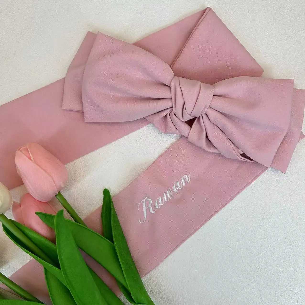 Personalized Embroidery Name Bow Hairpin Handmade Bucket Customized Letter Making Jewelry W241007