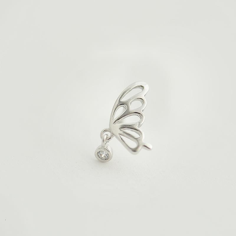 Sier Needle , Fresh Elegant, Simple, Sweet and Fashionable, Water Dia Mini Earnail for Women