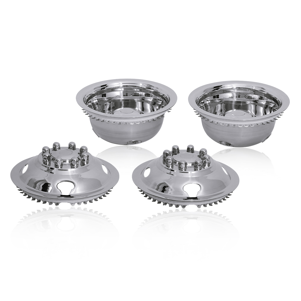 16 inch Wheel Simulator Kit, 8 Lug, Snap On, Stainless Steel Dually wheel cover Kit for 1974-2000 Chevy GMC 3500, 1974-1998 Ford F350, 2008-2021 E350/