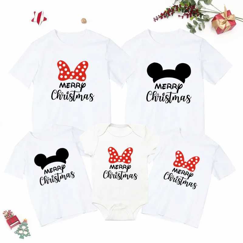 Merry Christmas Family Matching Clothing Father Mother Son T-shirt Girl Tight Clothes Cotton Family Clothing W241008