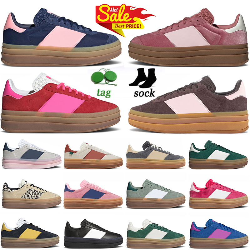 Designer Fashion Bold Platform Casual Shoes Preloved Crimson Velvet Collegiate Green Pink Gum White Black Women Sports Trainers Suede Leather Plate-forme Sneakers