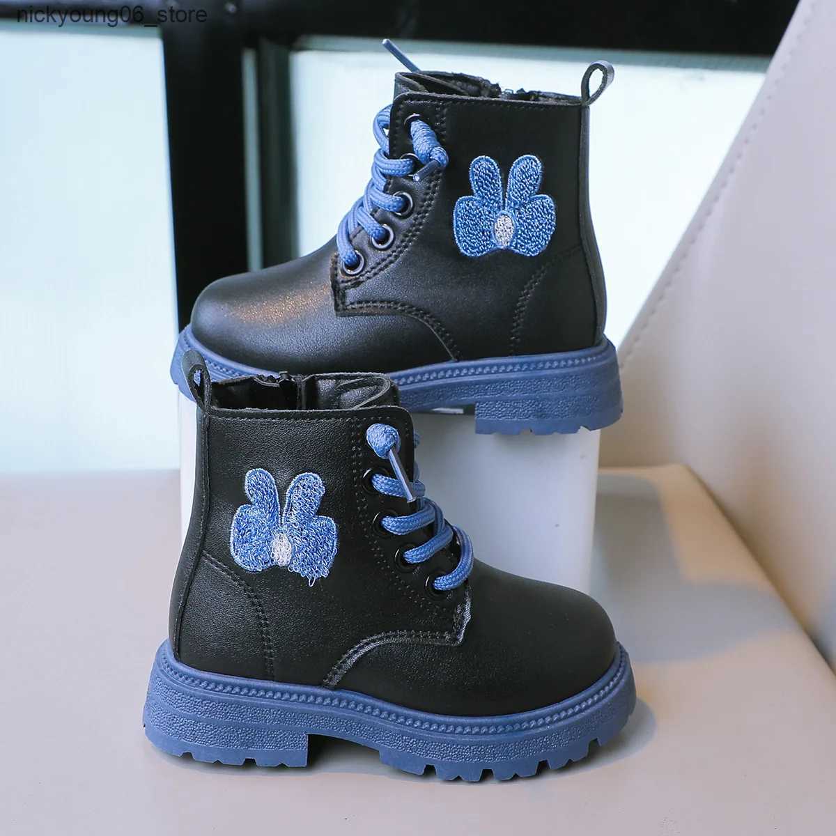 Boots Autumn Kids Ankle Boots Fashion Princess Leather Boots Purple Anti Slip Soft Bottom Girls Shoes Versatile Children Short Boots L240910