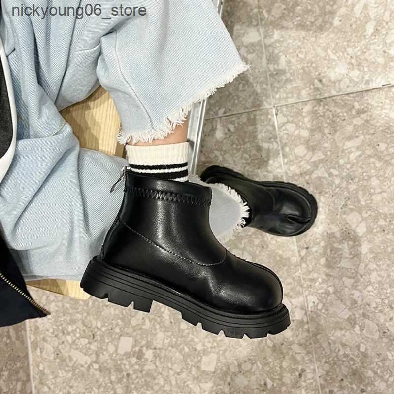 Boots Girl Winter Boots Solid Color Classic Children Platform Ankle Boots Fashion Warm Versatile Kids Causal Outdoor Cotton Boots New L240910