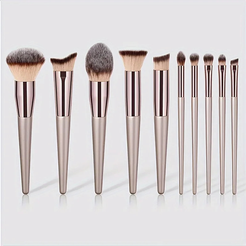 10 pieces of makeup brush set - champagne eye shadow brush basic brush multi-functional professional brush set 241008