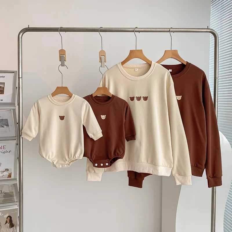 Korean Fashion Parent-child Matching Clothes for Whole Family Sweatshirts Autumn Dad Mom and Daughter Son Clothing Baby BodsyuitXJ241008