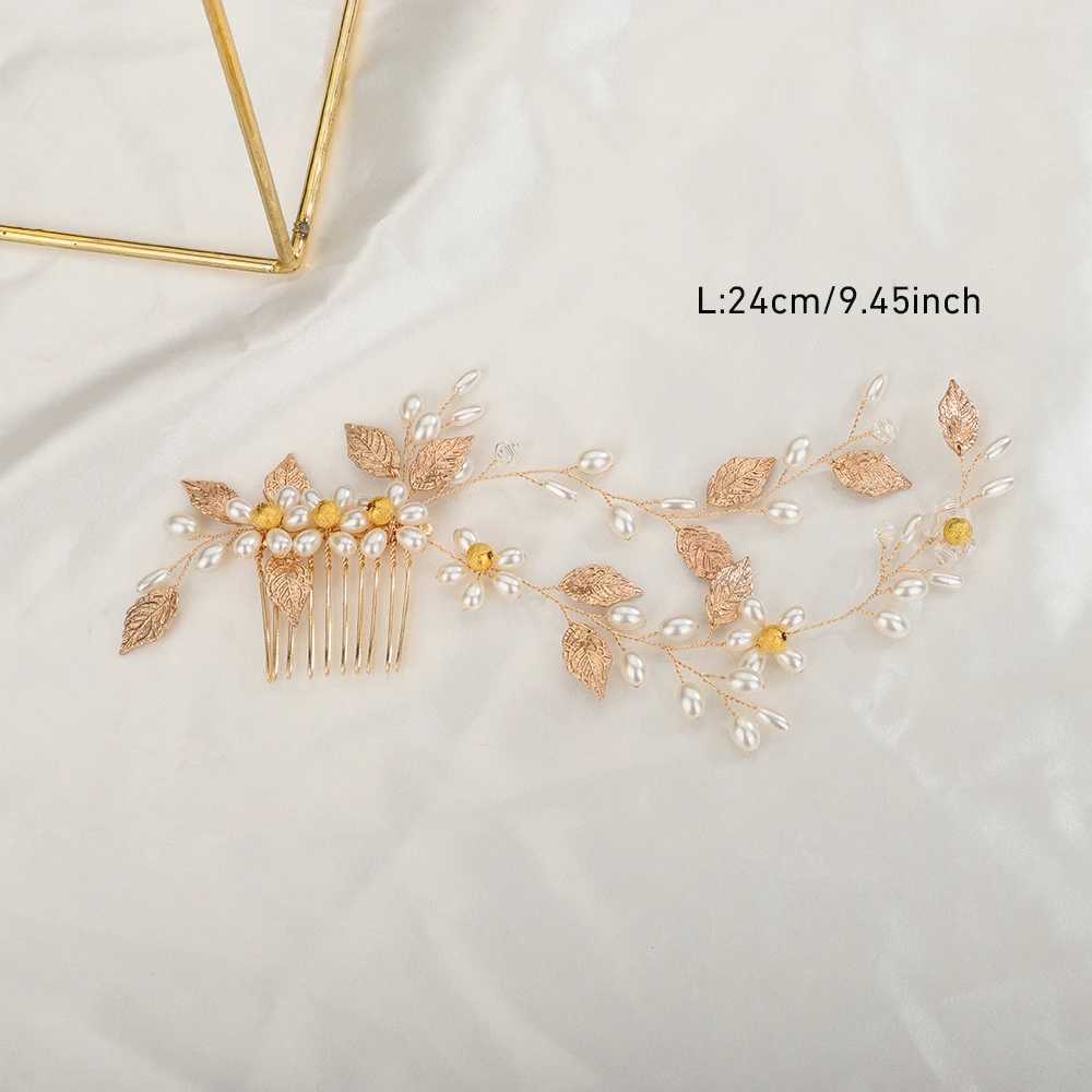 3-Color Bridal Hair Accessories Wedding Bridal Head Pearl Hair Jewelry Rose Gold Silver Hair Company Womens Fashion Head W241007