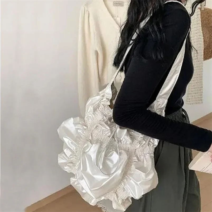Ruched womens shoulder bag smooth and soft leather brushed large letter bag Korean fashion cross body bag ww 241008