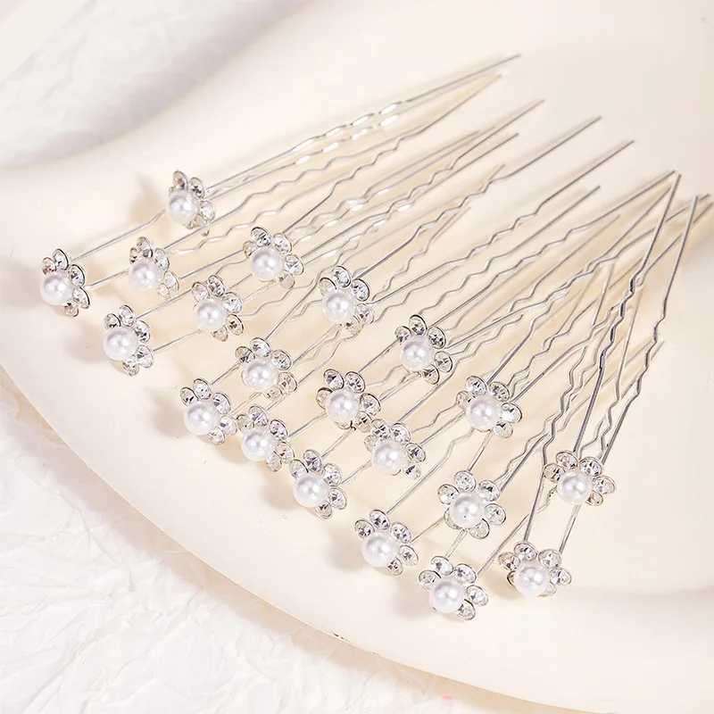 10 fashionable wedding bridal pearl flower transparent crystal rhinestone hair clip bridal hair accessories W2410071