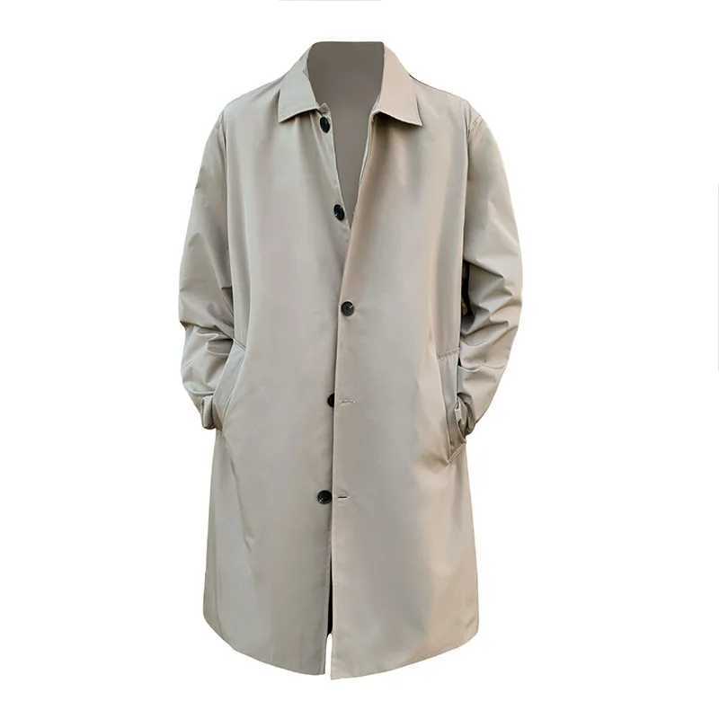 2023 Spring/Summer New Medium length Trench Coat Mens Korean Edition Loose Youth Full Match Casual Jacket Boutique W241007