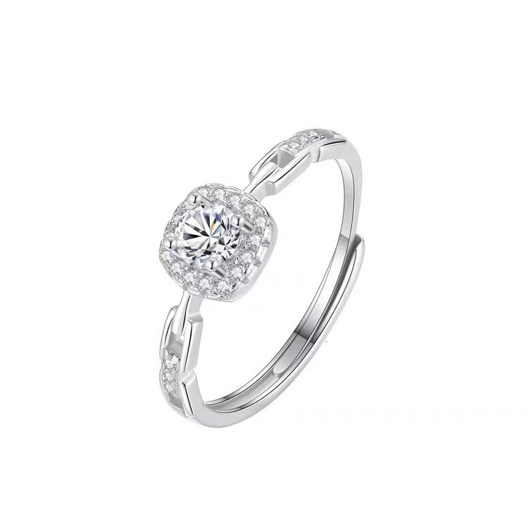 Square Diamond Chain Women's Tail Joint Ring, Luxury and Simple, New in 2024