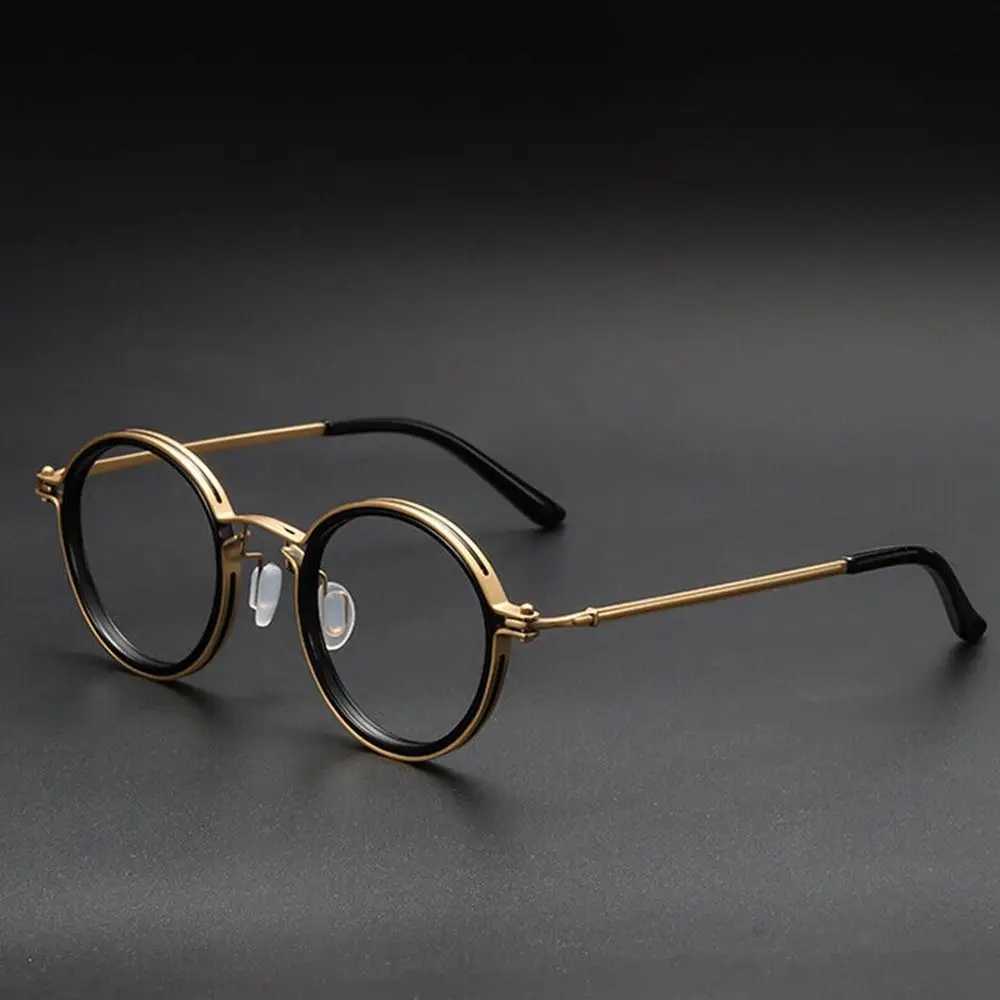 Anti-Blue Light Glasses Metal Frame Round Eyeglasses Eye Protection Computer Goggles Portable Retro Glasses Men WomenX241008
