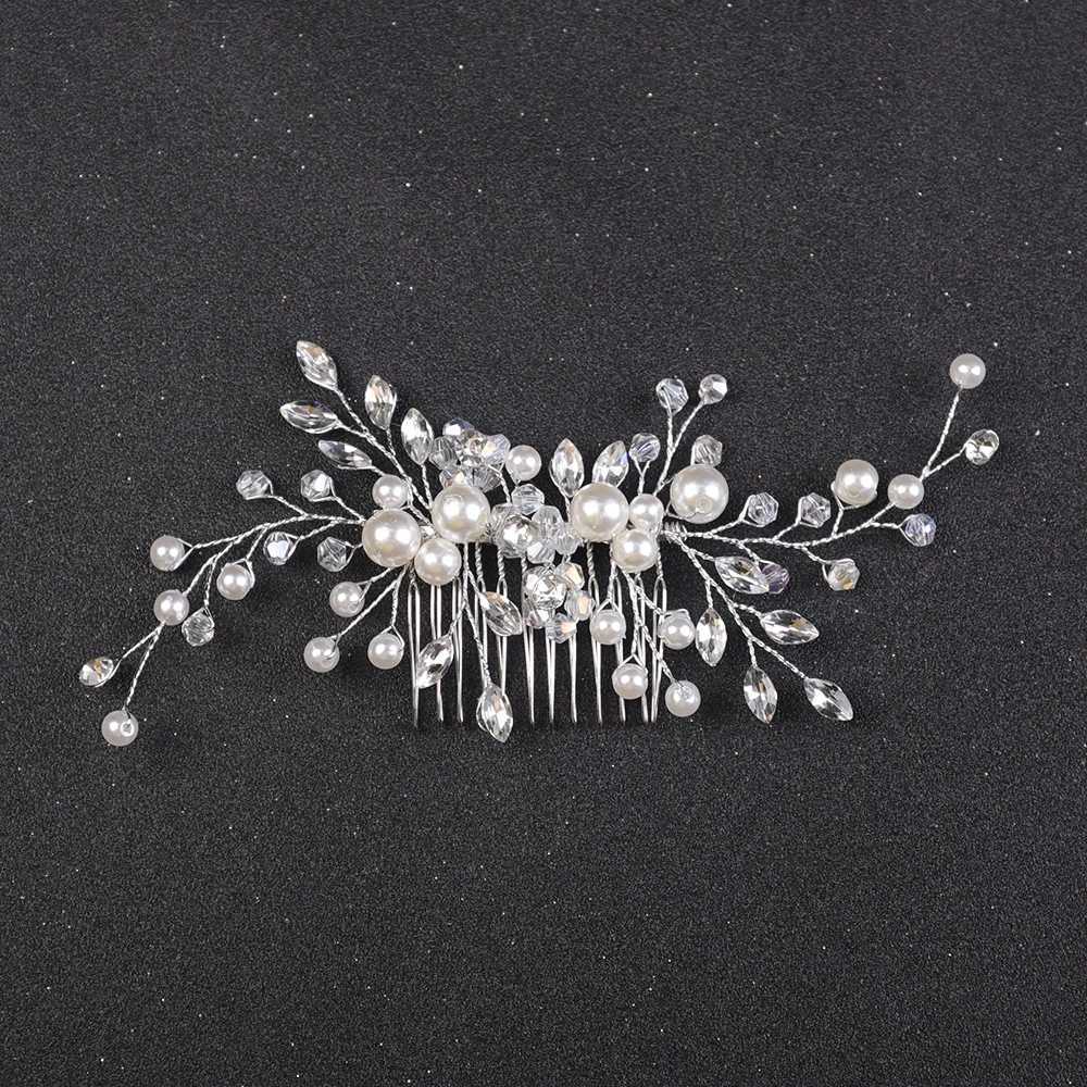 Silver rose gold pearl hair comb handmade wedding headpiece suitable for womens decoration bridal hair accessories fashionable headpieces W241007