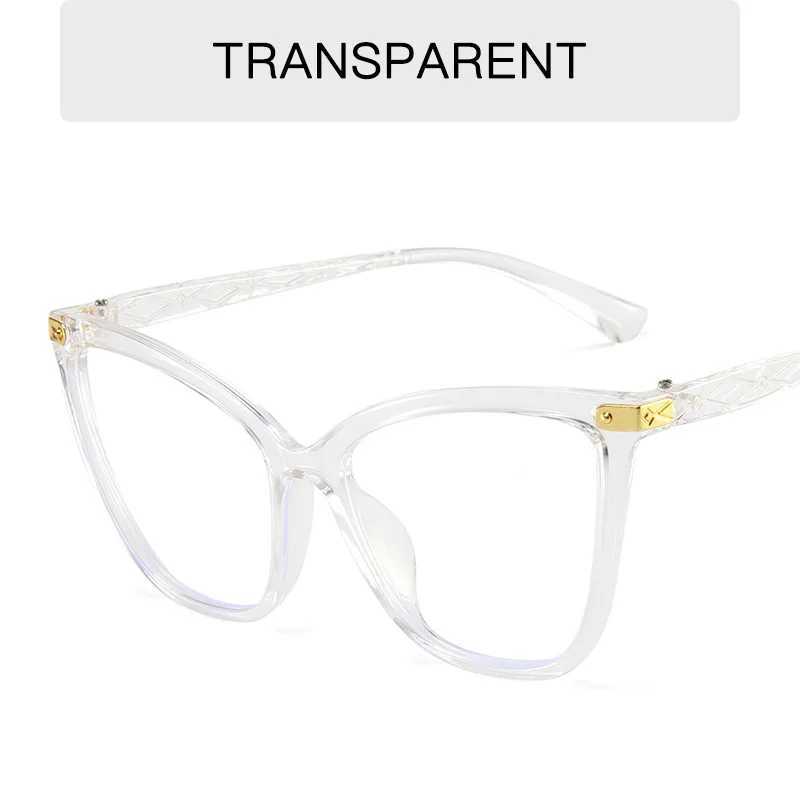 Retro Transparent Anti Blue Light Computer Blocking Glasses Frame Women Oversized Cat Eye Eyewear Optical Spectacle EyeglassX241008