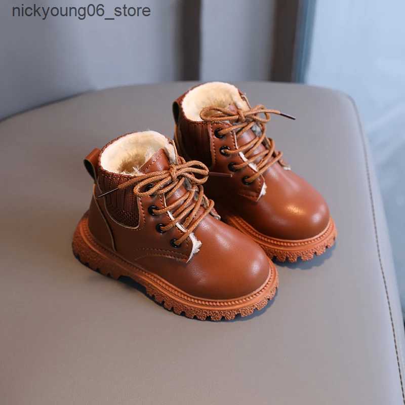 Boots Autumn and WinterToddlers Girls Shoes Kids Warm Plush Thick Cotton Boys and Girls Snow Boots Little Children Fashion Short Boots L240910