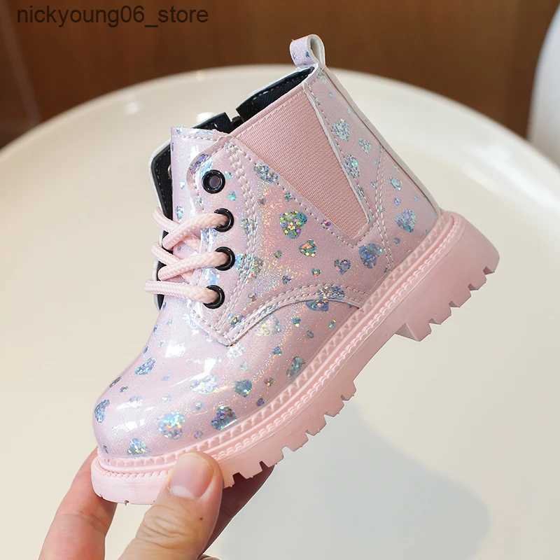 Boots Children Patent Leather Ankle Shoes Toddler Girls Square Heels Chelsea Boots Kids Casual White Leather Shoes 3-6Y Autumn Fashion L240910