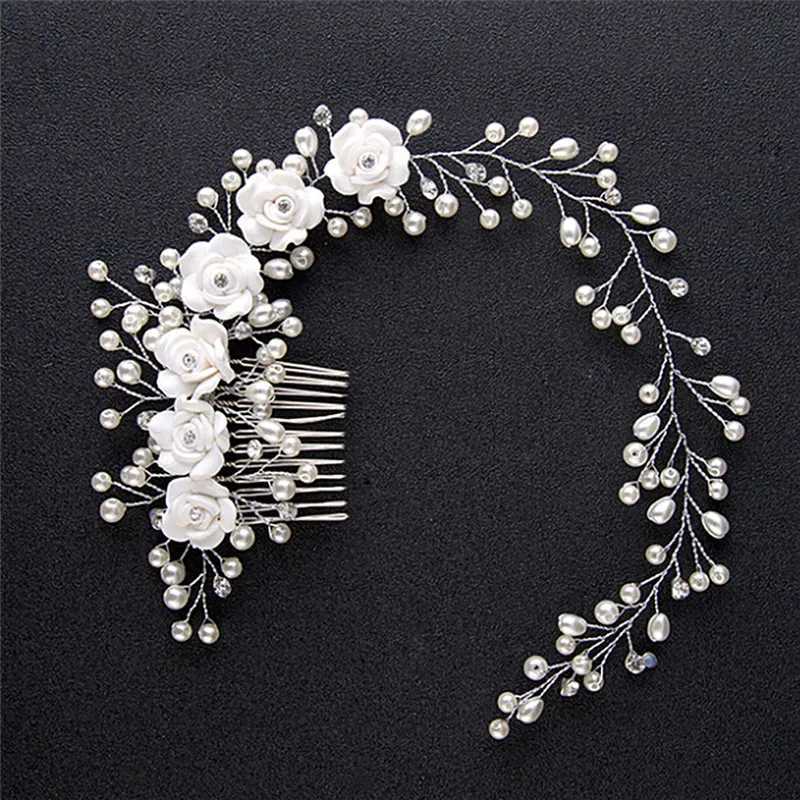 Luxury wedding hair jewelry used for brides pearl hair comb handmade hair accessories new W241007
