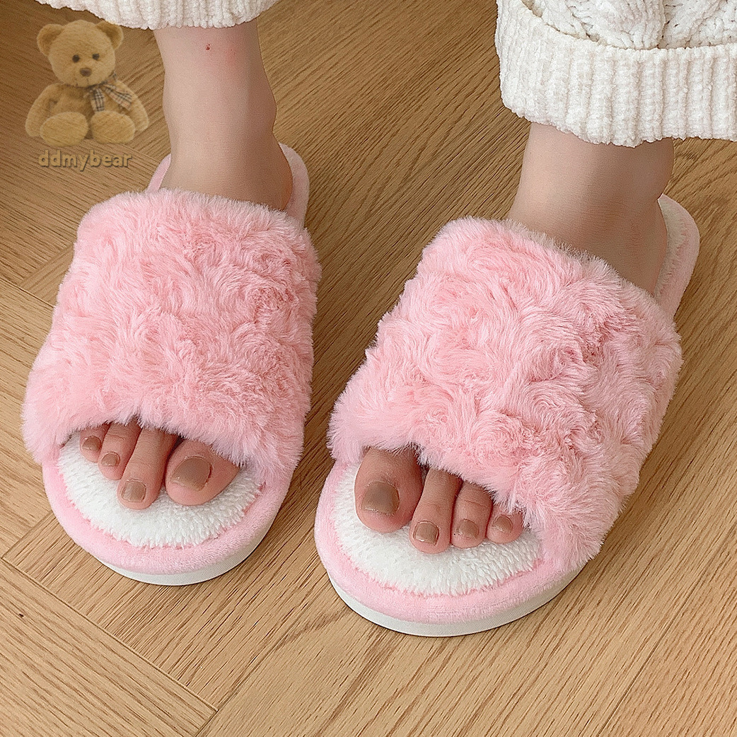 Ddmybear Rose Velvet Open For Winter Home Use. Fury Warm And Slip Resistant With Thick Bottom Cotton Slippers That Are Versatile Chinese Brand Shoes F