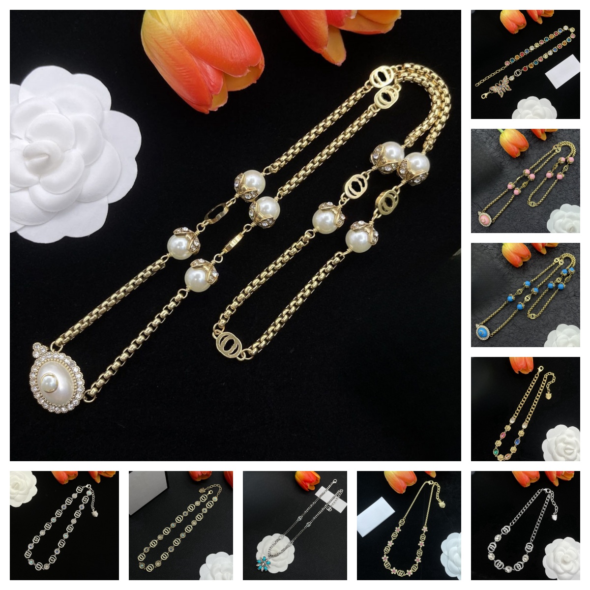Designer necklace jewelry Shiny Diamond Long Pendant Necklaces Sweater Necklace Women Rhines tone Pendants Gift Gift New