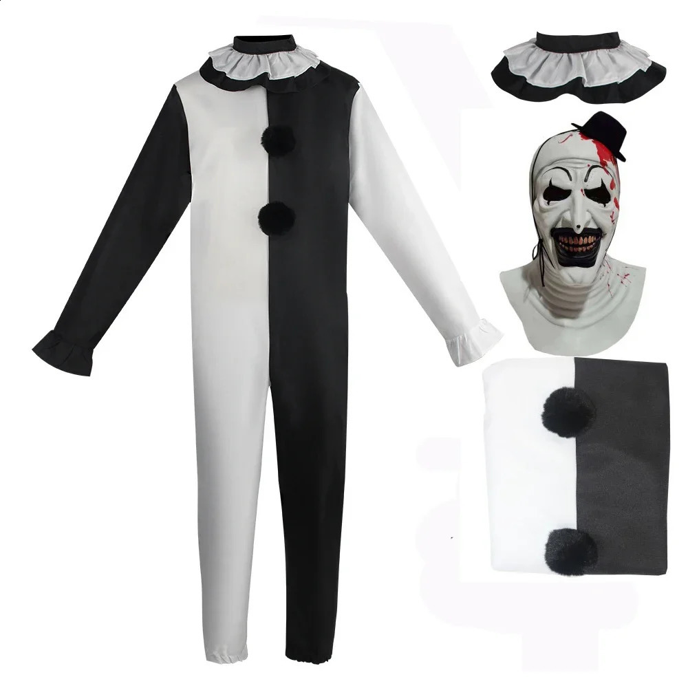 Art The Clown Cosplay Movie Terrifier 2 Art The Clown Cosplay Costume Jumpsuit Mask Halloween Costumes Mask for Men Women 241008
