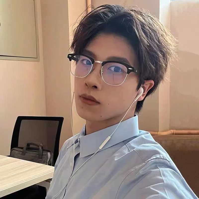 Men Retro Anti-blue Light Glasses Classic Vintage Half Frames Anti Blue Light Blocking Computer Eyeglasses For Women AccessoryX241008