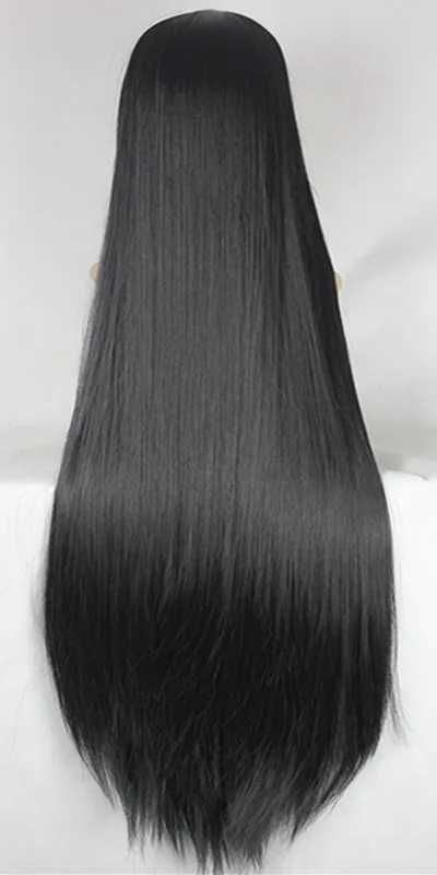 Fei-Show Black Wig 100CM/40 Inches Synthetic Heat Resistant Fiber Long Halloween Carnival Costume Cos-play Straight HairXJ241008