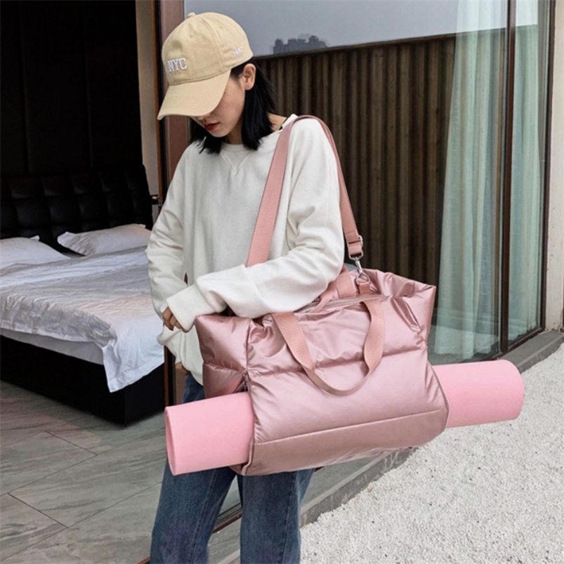 Womens sports bag waterproof swimming yoga mat pink weekend travel luggage bag womens sports and fitness shoulder bag ww 241008