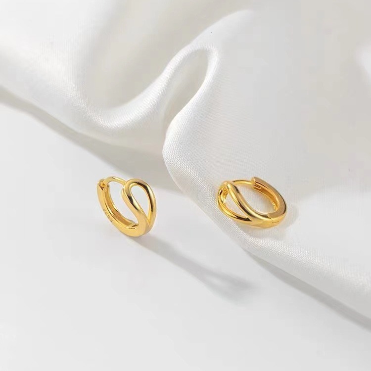 Needle Simple Hollow Ear Buckle Edition Smooth Water Drop Small Women's Earring Earrings