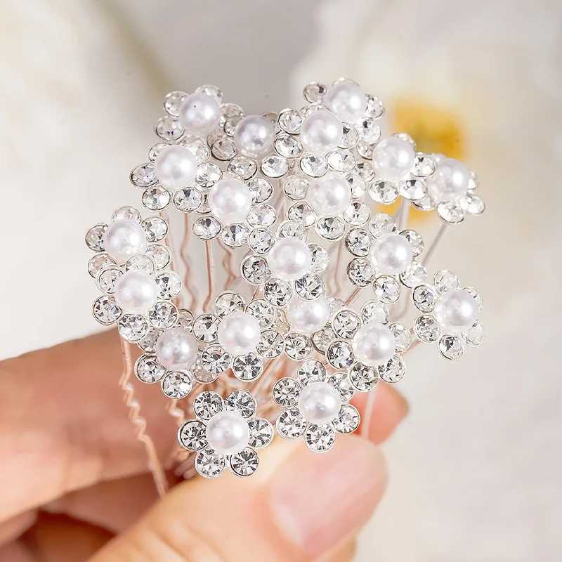 10 fashionable wedding bridal pearl flower transparent crystal rhinestone hair clip bridal hair accessories W2410071