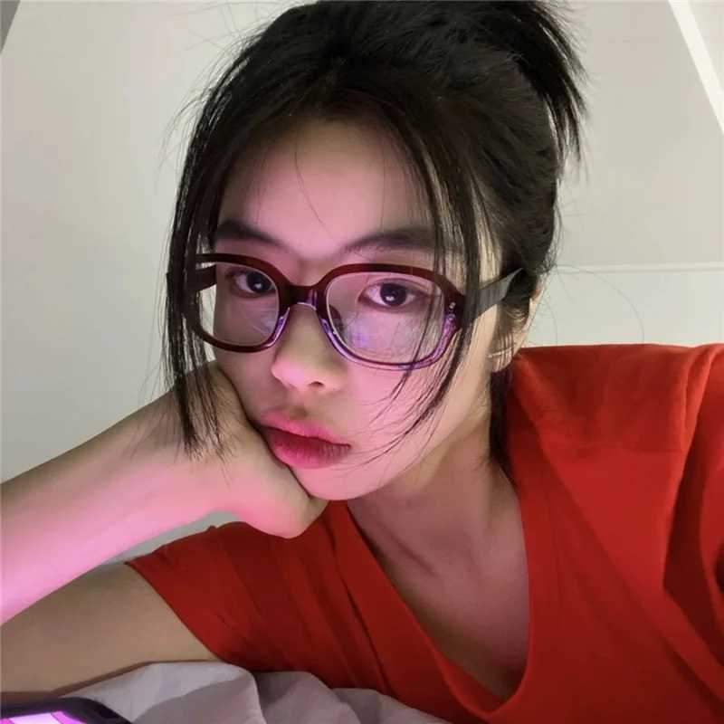 Vintage Fashion Computer Glasses Frame Women Men Anti Blue Light Red Square Eyewear Blocking Glasses Optical Spectacle EyeglassX241008